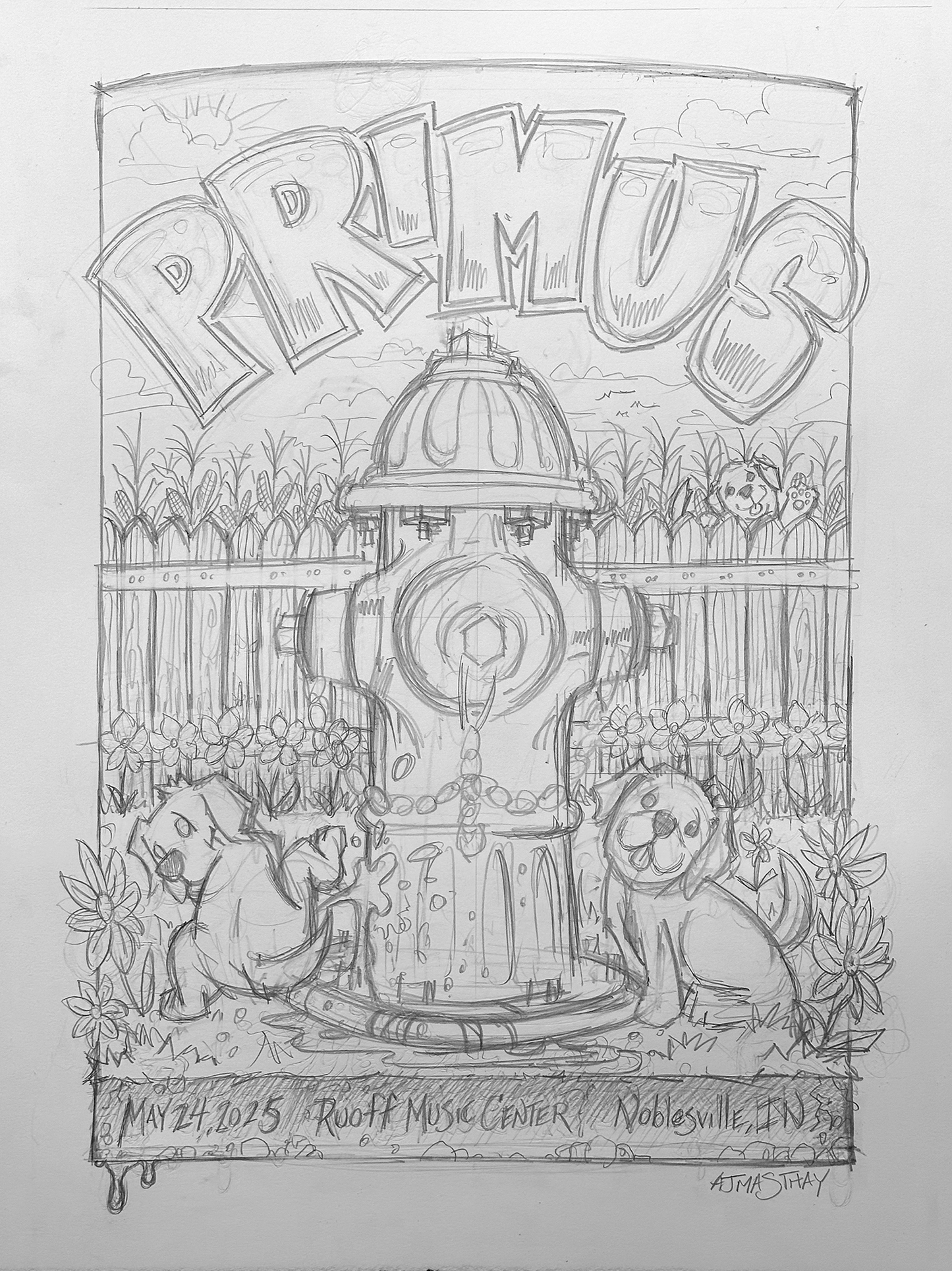AJ Masthay "Primus - Noblesville, IN" OG Graphite Drawing
