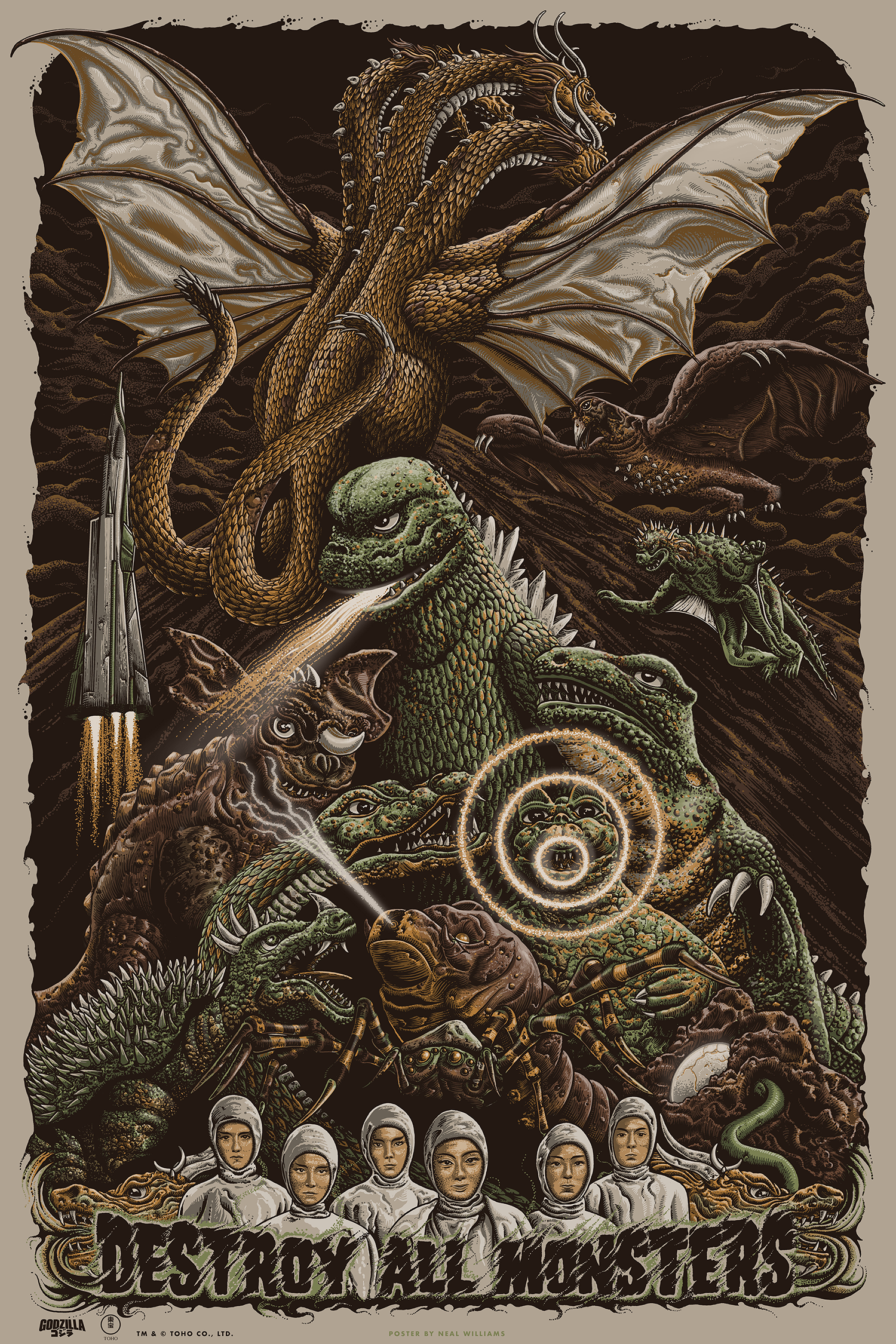 destroy all monsters art Neal Williams "Destroy All Monsters" Acrylic Panel Print – Bottleneck Gallery