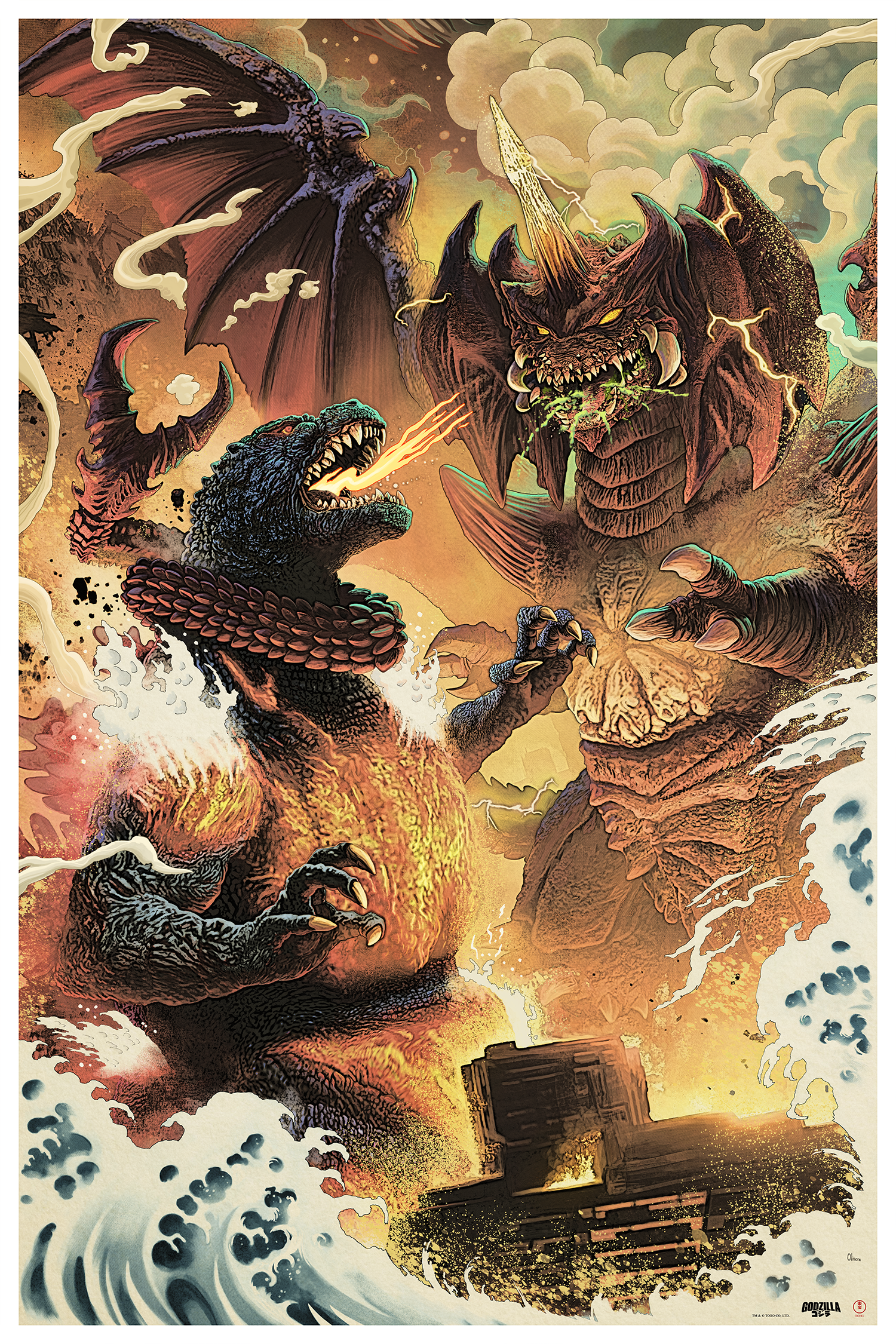 destroyah godzilla king of the monsters Pablo Olivera "Godzilla vs. Destroyah" Art Print Variant