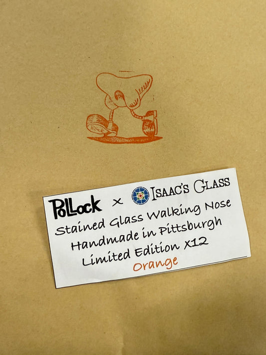 Jim Pollock x Isaac's Glass "Walking Nose" Orange Stained Glass Edition