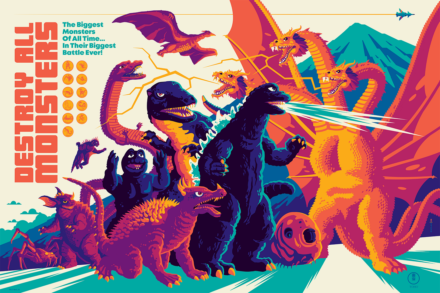Tom Whalen "Destroy All Monsters" Multi-Layer Acrylic