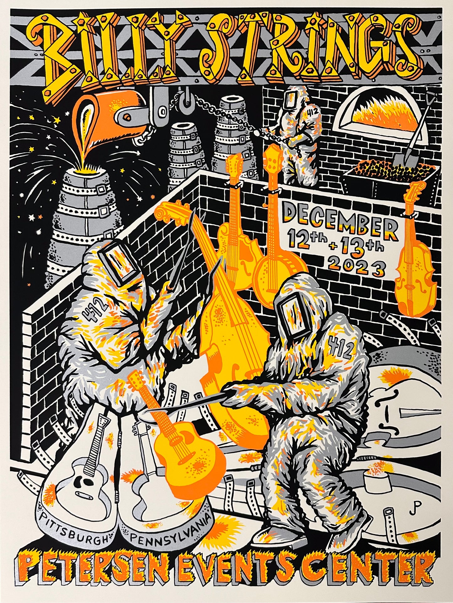 Jim Pollock "Billy Strings - Pittsburgh, PA" Yellow - AE