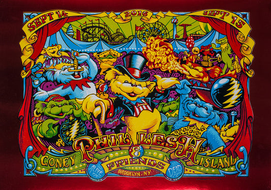 AJ Masthay "Phil & Friends - Coney Island" Red Foil