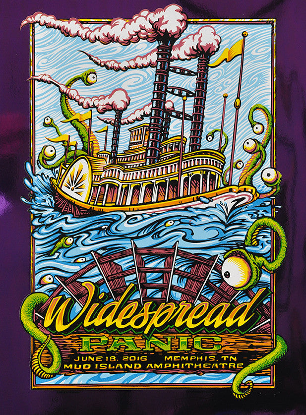 AJ Masthay "Widespread Panic - Mud Island" Purple Foil