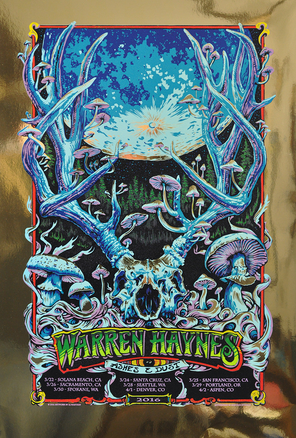 AJ Masthay "Warren Haynes - Spring 2016" Gold Foil