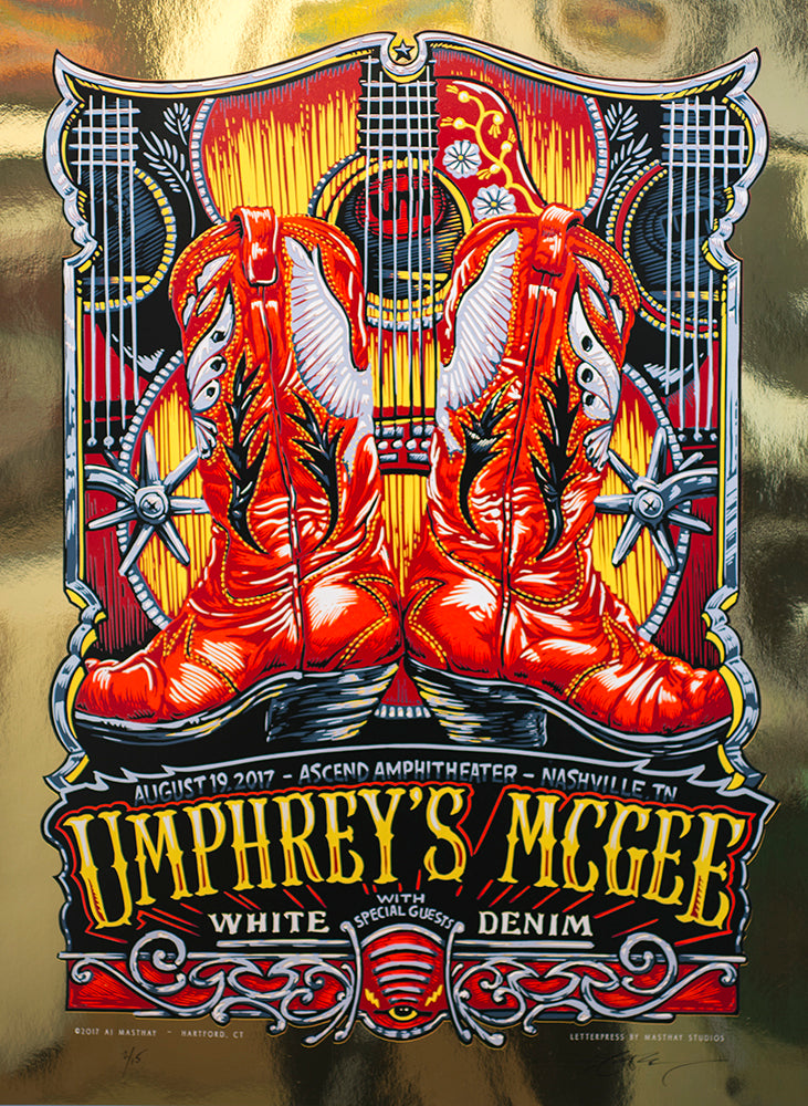 AJ Masthay "Umphrey's McGee - Nashville" Gold Mirror Foil