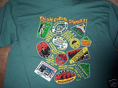 Phish Europe Summer '97 Travel Sticker design Shirt Back