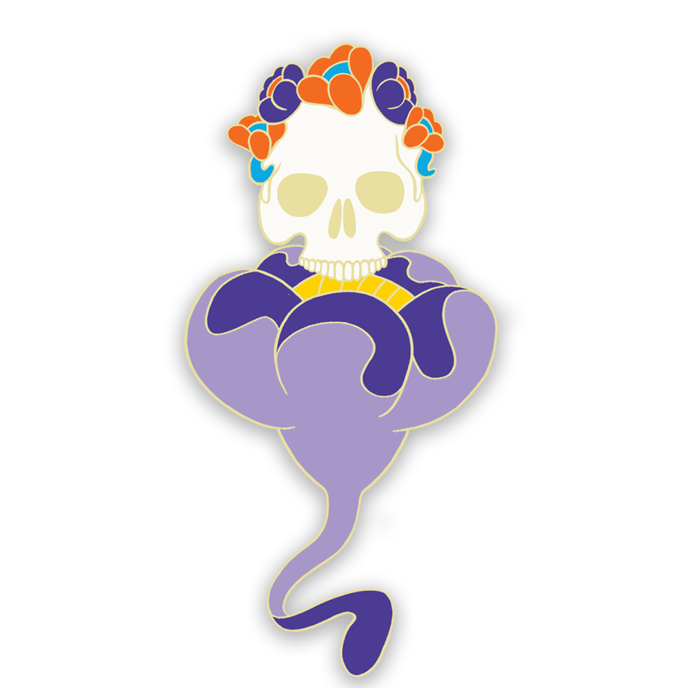 Murugiah "Blossom Skully" Antique Gold - Enamel Pin