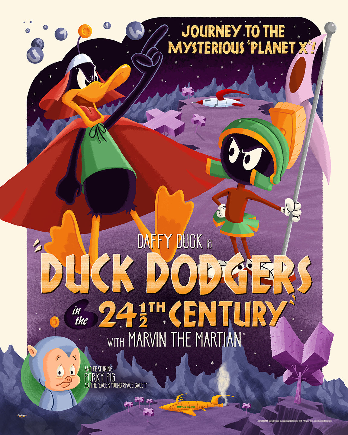  Looney Tunes Duck Dodgers Duo Poster T-Shirt : Sports & Outdoors