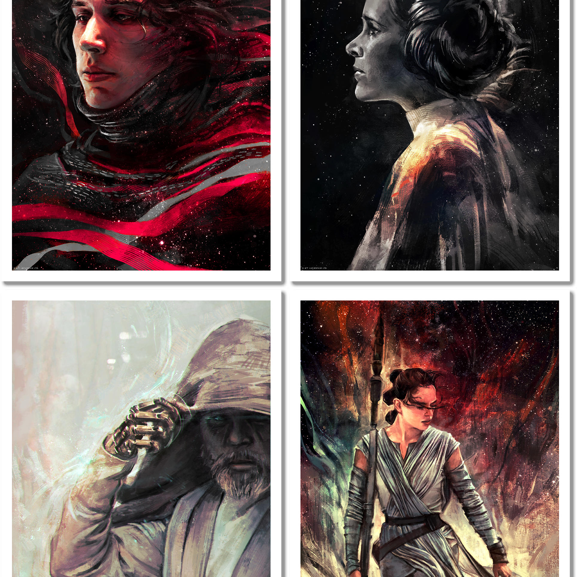KYLO, REY, LEIA & LUKE - Star Wars Portrait Series by Alice X. Zhang On Sale Today!