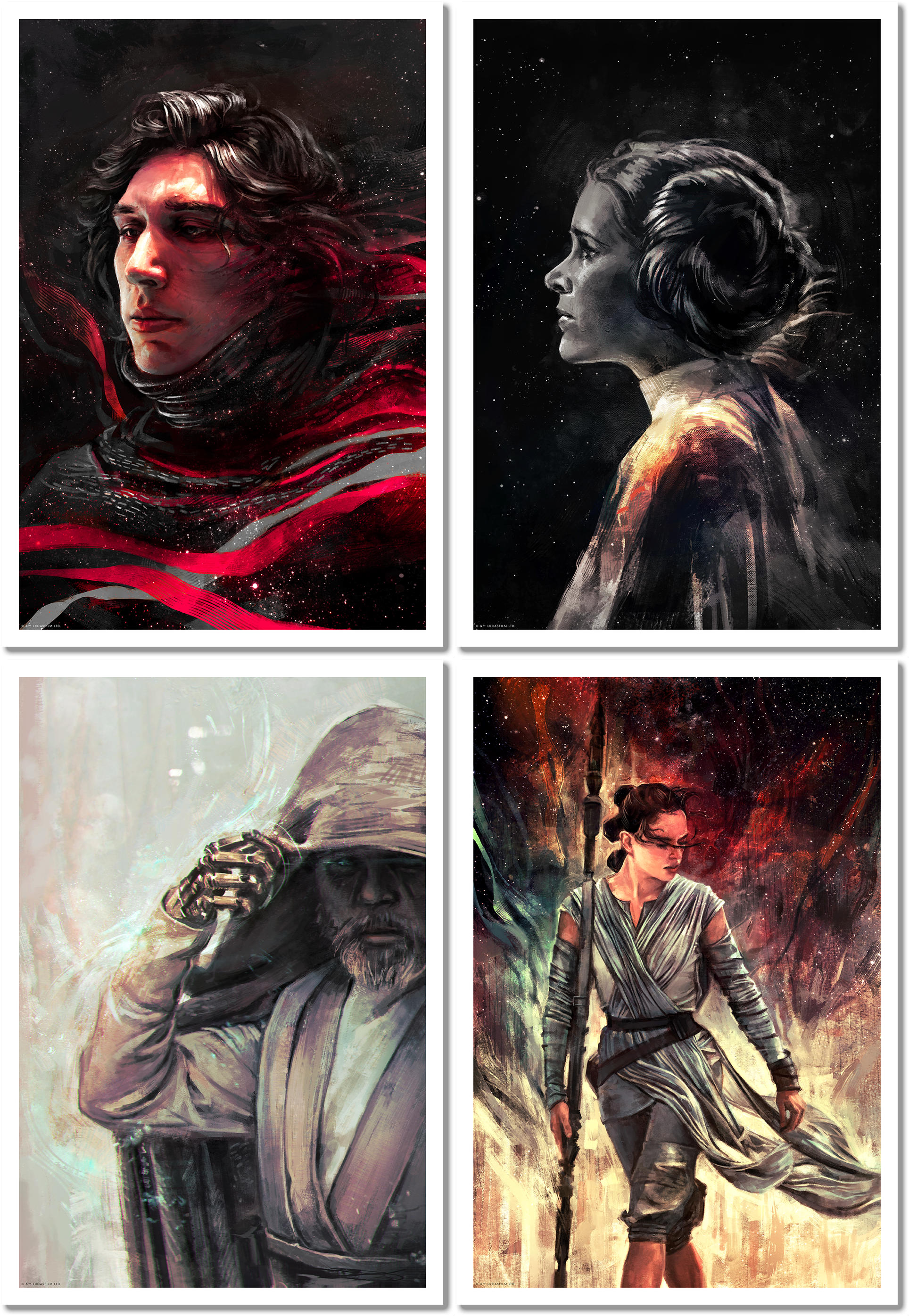 KYLO, REY, LEIA & LUKE - Star Wars Portrait Series by Alice X. Zhang On Sale Today!