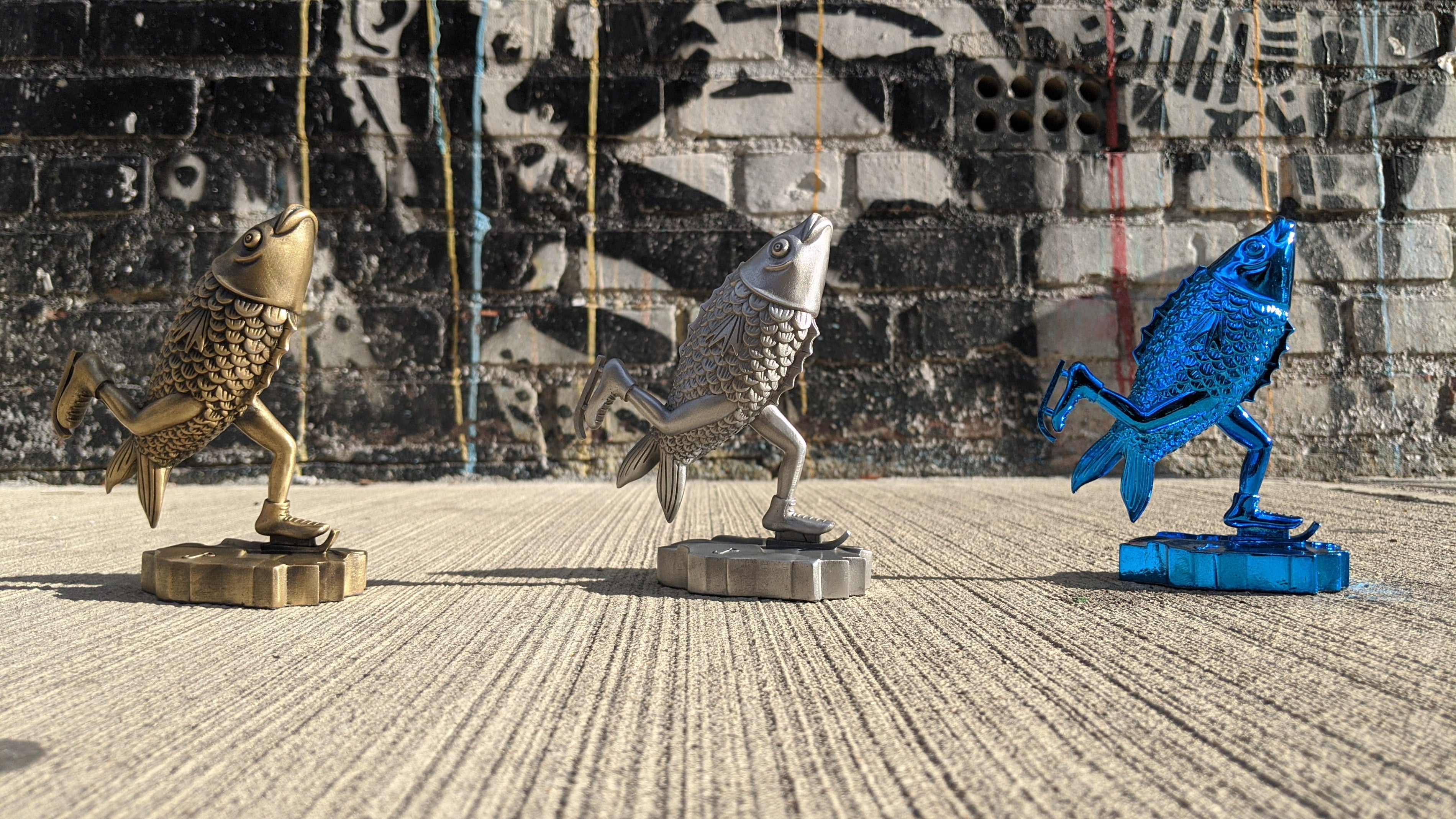 SKATING FISH - Pewter Statues by Jim Pollock - On Sale Info!