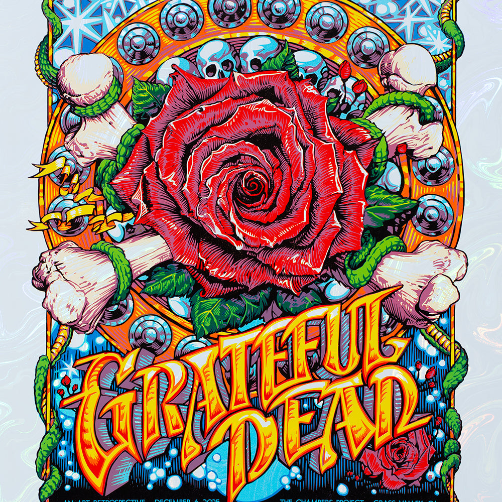 AJ Masthay "60 Years of the Grateful Dead" White Swirl Foil Variant AE