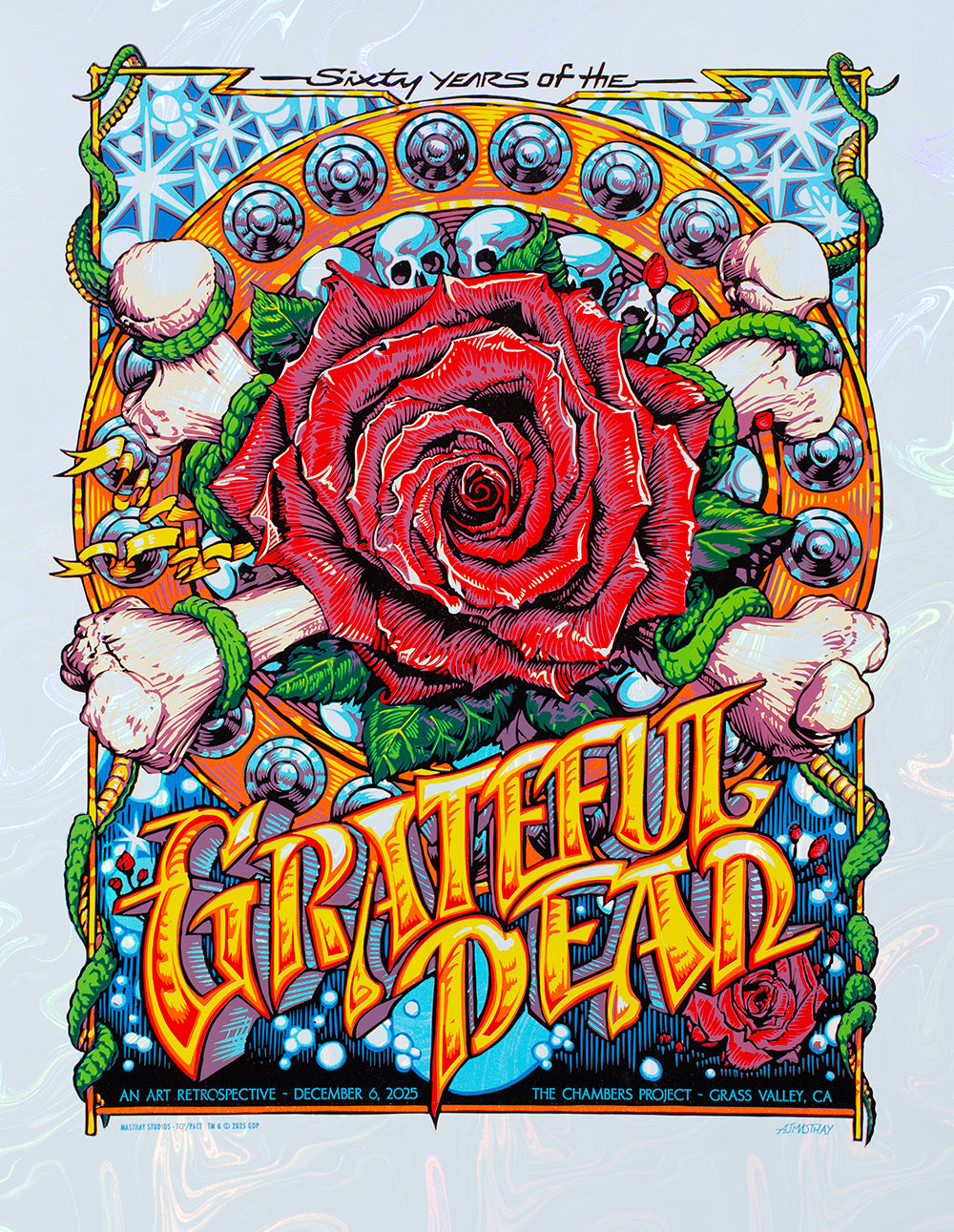 AJ Masthay "60 Years of the Grateful Dead" White Swirl Foil Variant AE