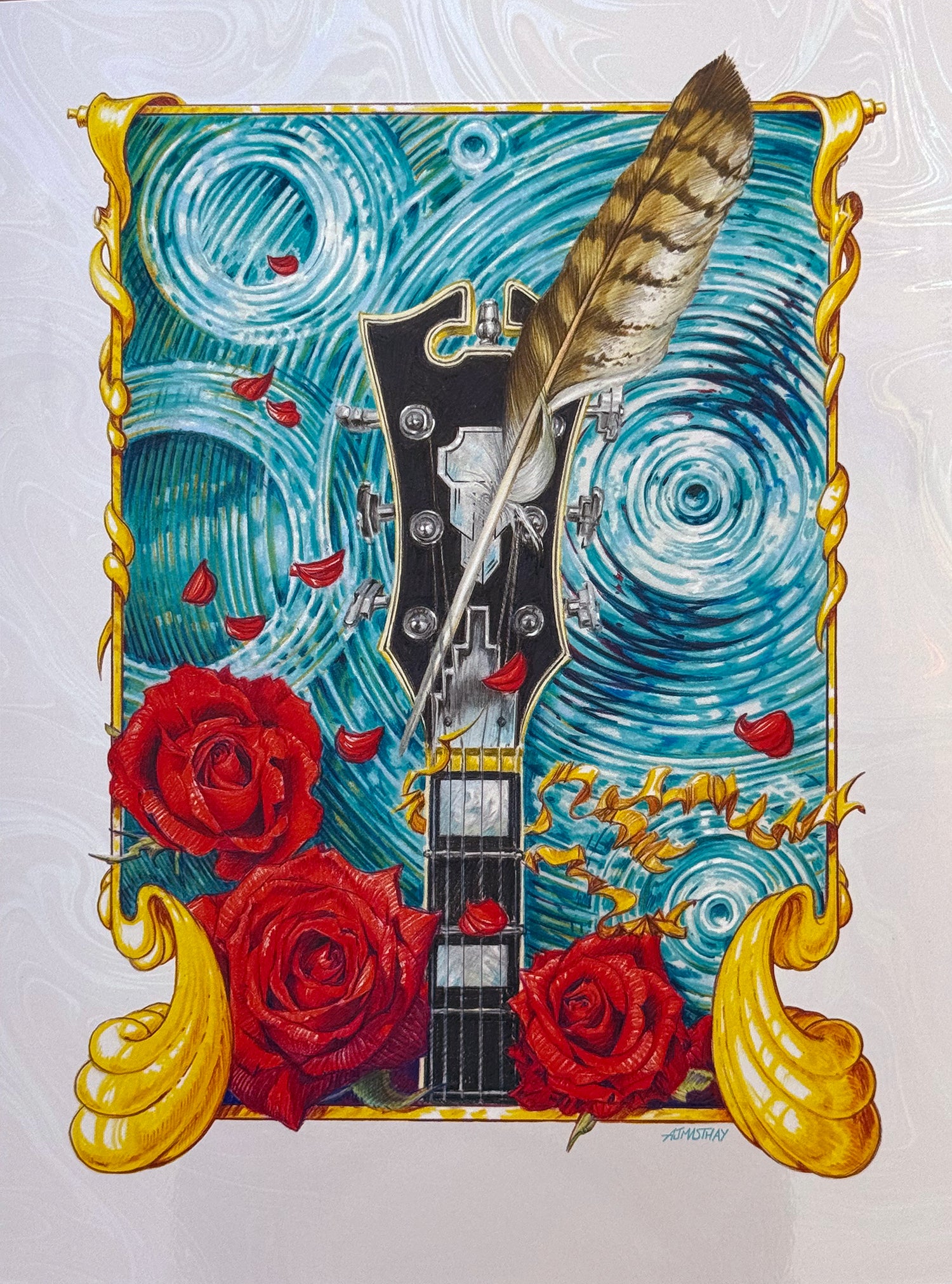 AJ Masthay "300 Years - Bob Weir Tribute" White Swirl Foil Variant