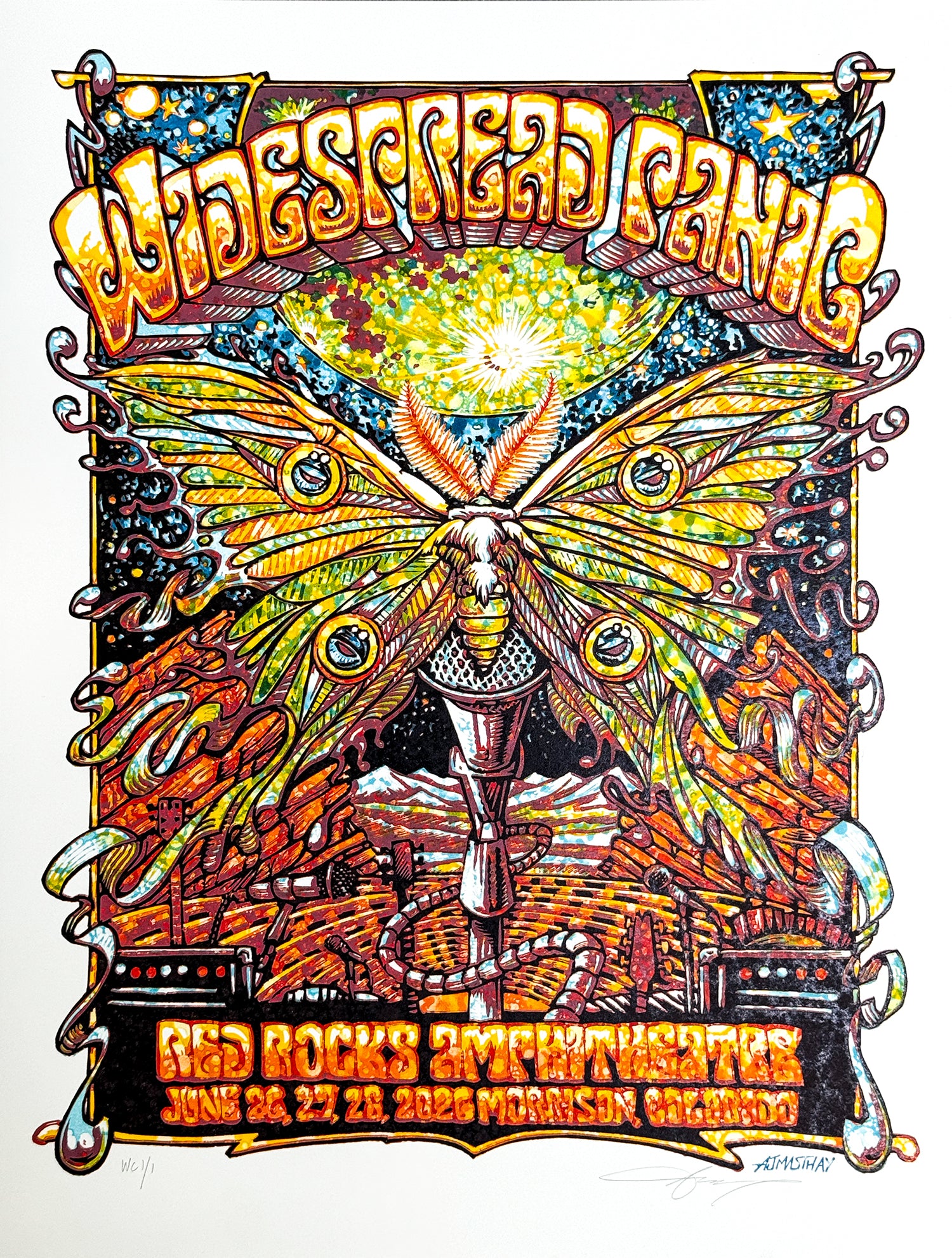 AJ Masthay "Widespread Panic @ Red Rocks" Watercolor Variant