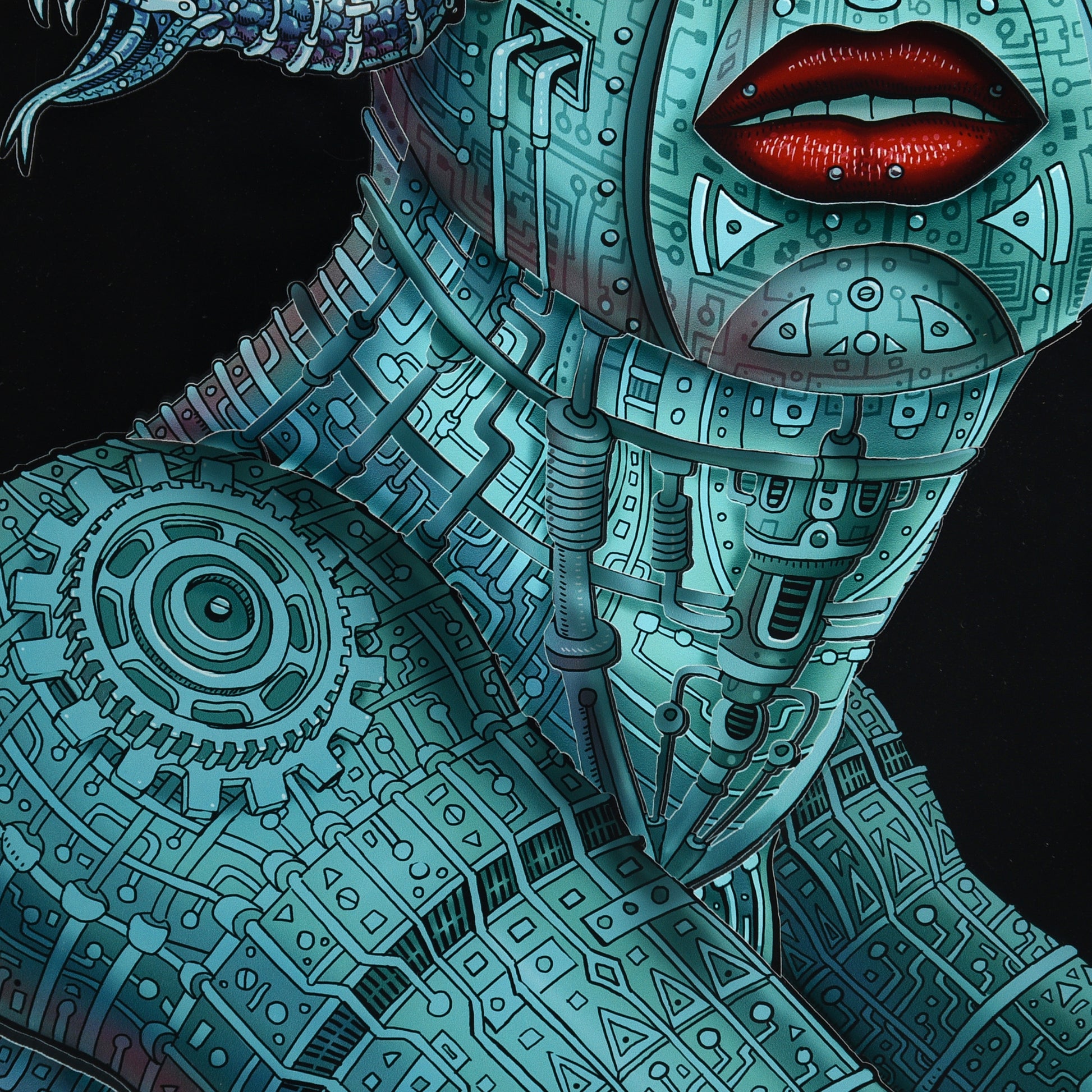 EMEK "Alien Cyber-Medusa" Framed Acrylic Diorama