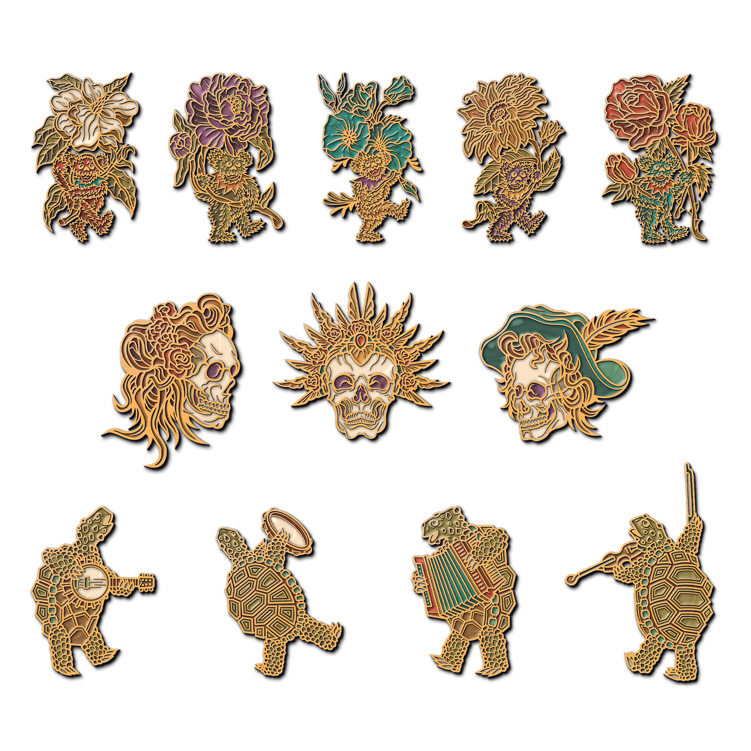 Luke Martin "Grateful Dead" Blind Bag Enamel Pins (COMPLETE 12-Pack) + FREE STEALIE