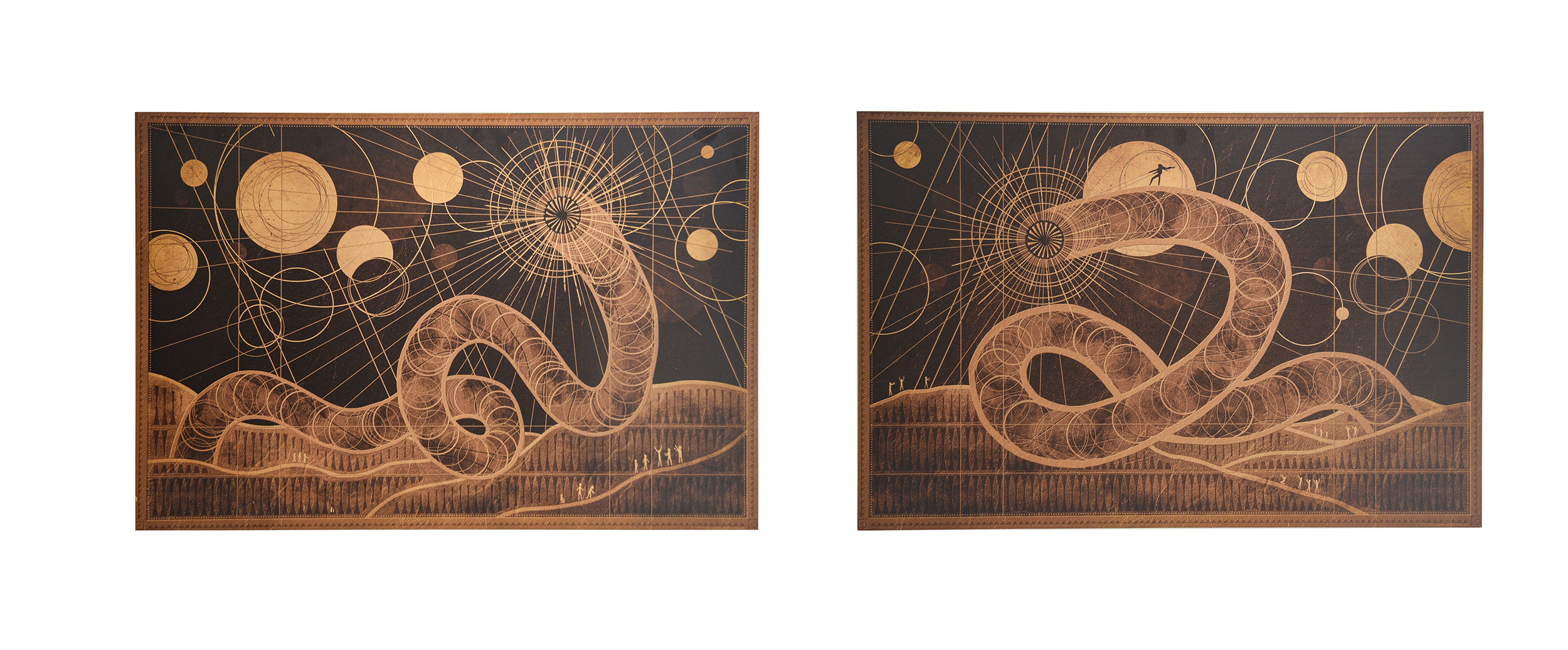 Nuno Sarnadas "Dune: Part I & II" Gold Aluminum Print - SET