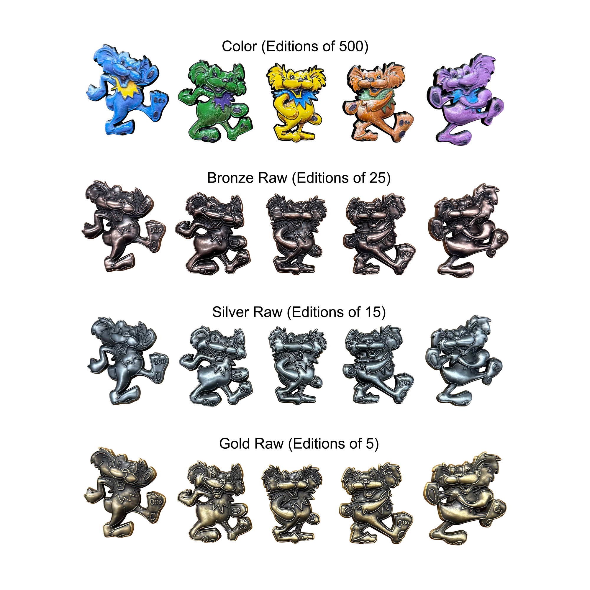 AJ Masthay "Grateful Dead - High Stepping Bears" Blind Bag Enamel Pins (5-PACK)
