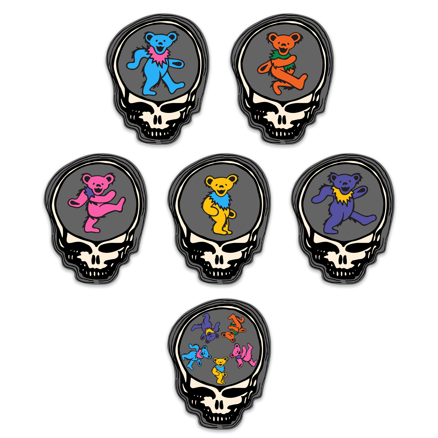 Grateful Dead - Dancing Bear - Enamel Pin SET + FREE PIN!