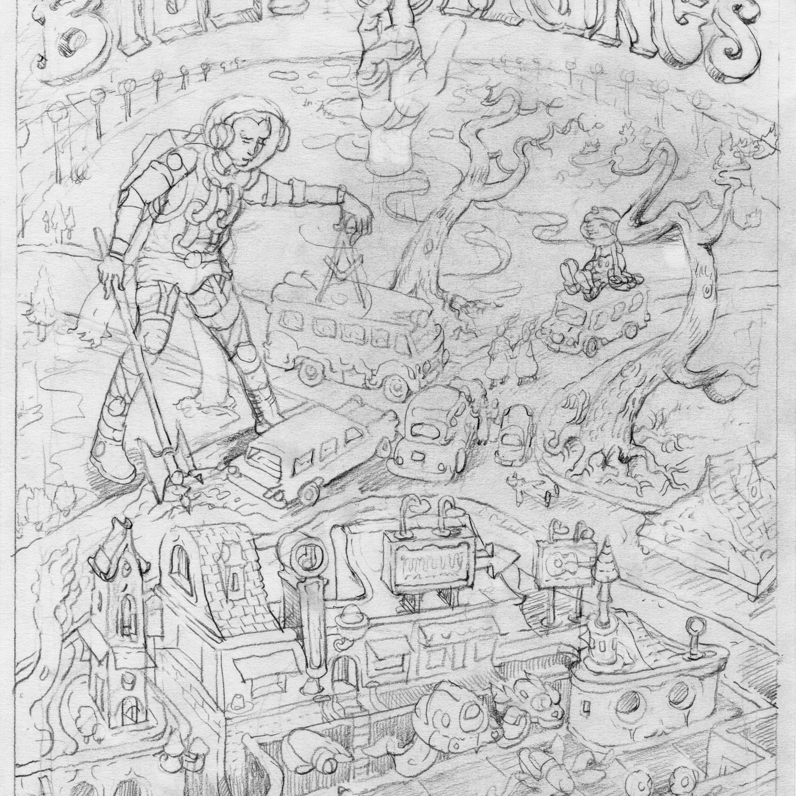 David Welker "Billy Strings @ Orion Amphitheater" Preliminary Sketch - OG