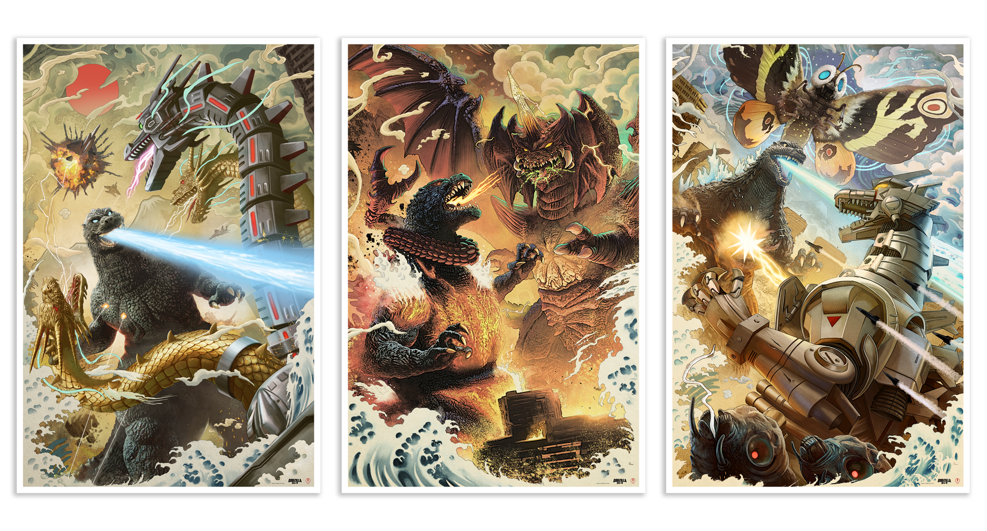 Pablo Olivera "Godzilla Series" Art Print Variant - SET - AP