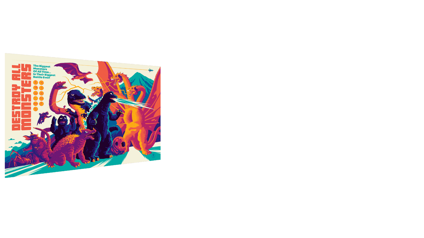 Tom Whalen "Destroy All Monsters" Multi-Layer Acrylic