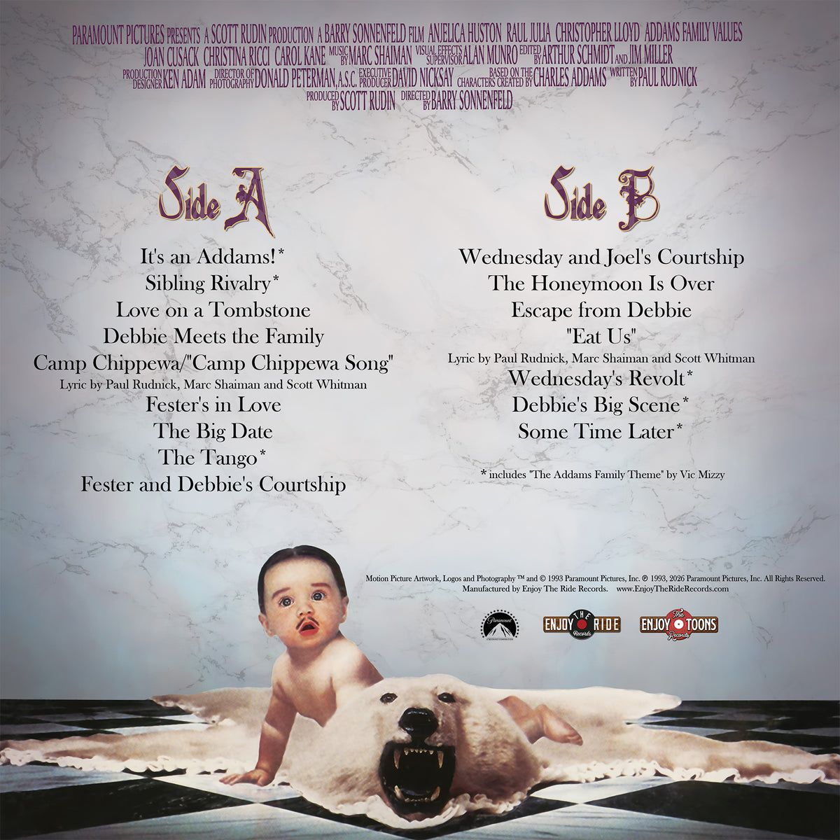 ADDAMS FAMILY VALUES Original Motion Picture Soundtrack LP - Limited Edition BNG Exclusive
