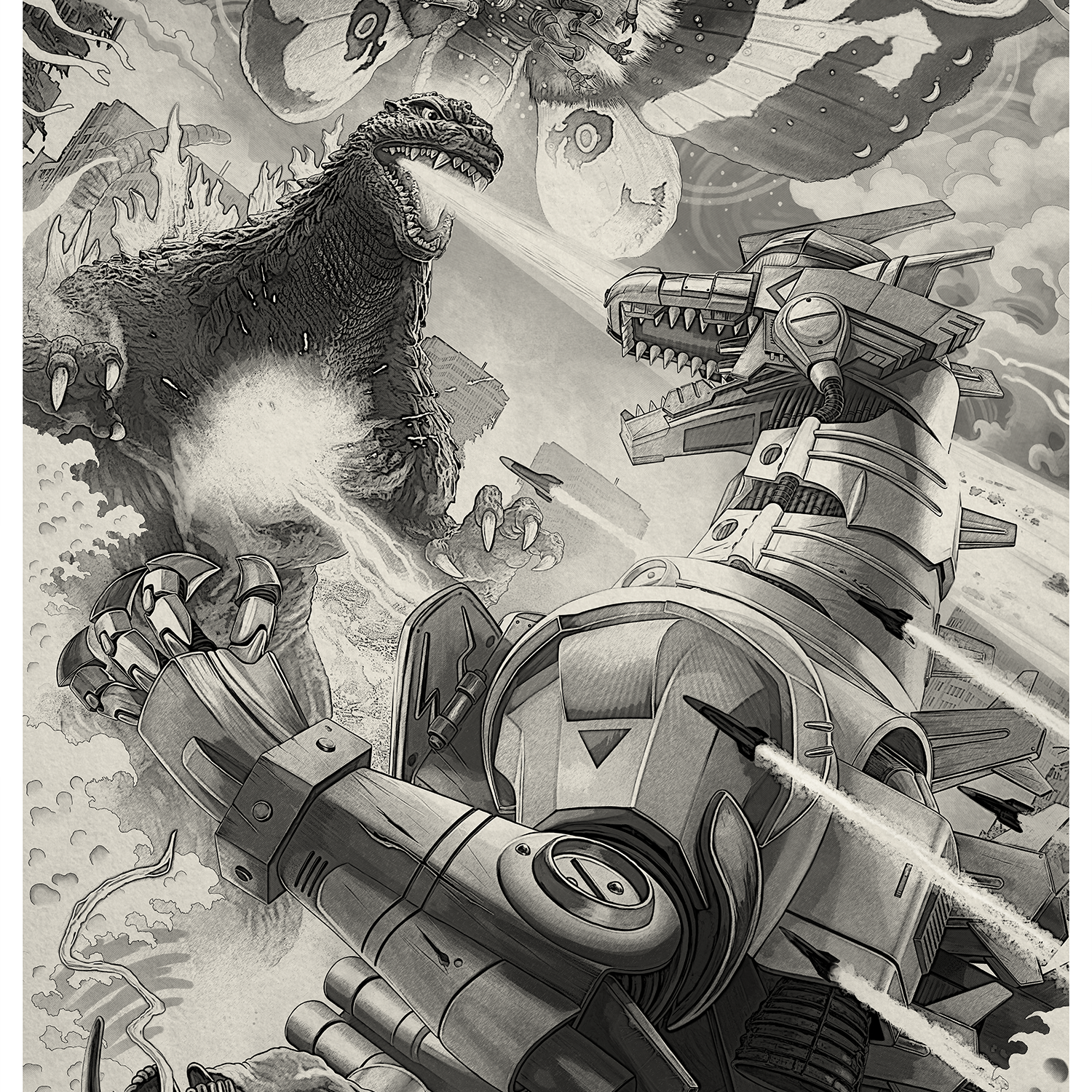 Pablo Olivera "Godzilla: Tokyo S.O.S." B&W Art Print Variant