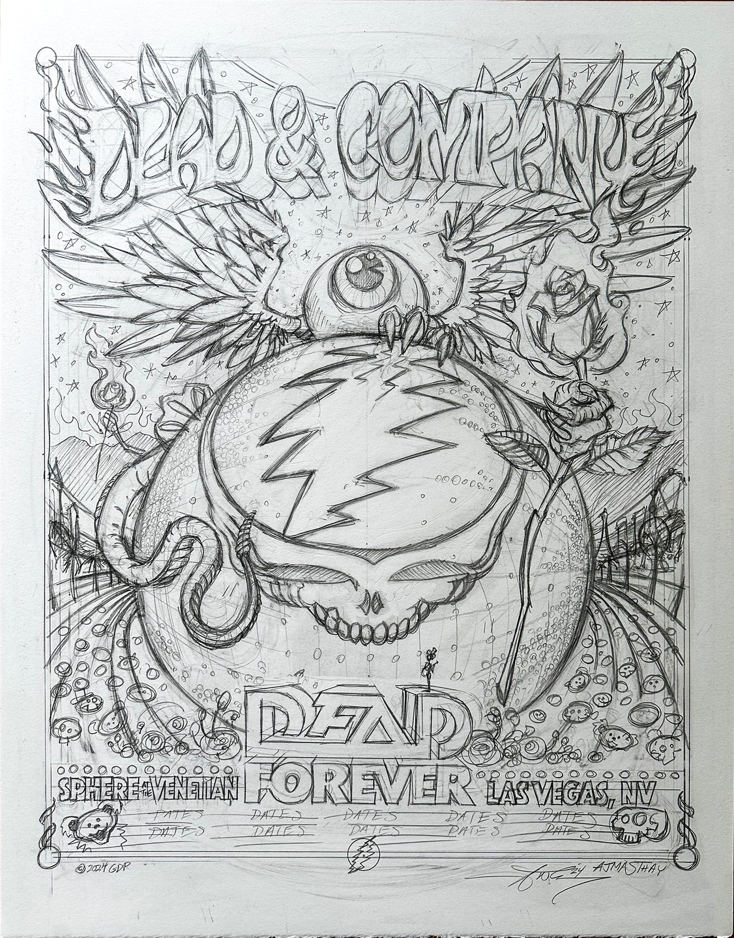 AJ Masthay "Dead & Co - Sphere Residency" Graphite Preliminary OG