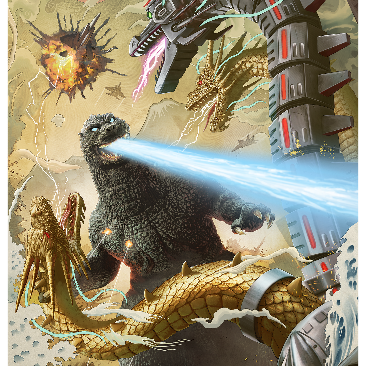 Pablo Olivera "Godzilla vs. King Ghidorah" Art Print Variant