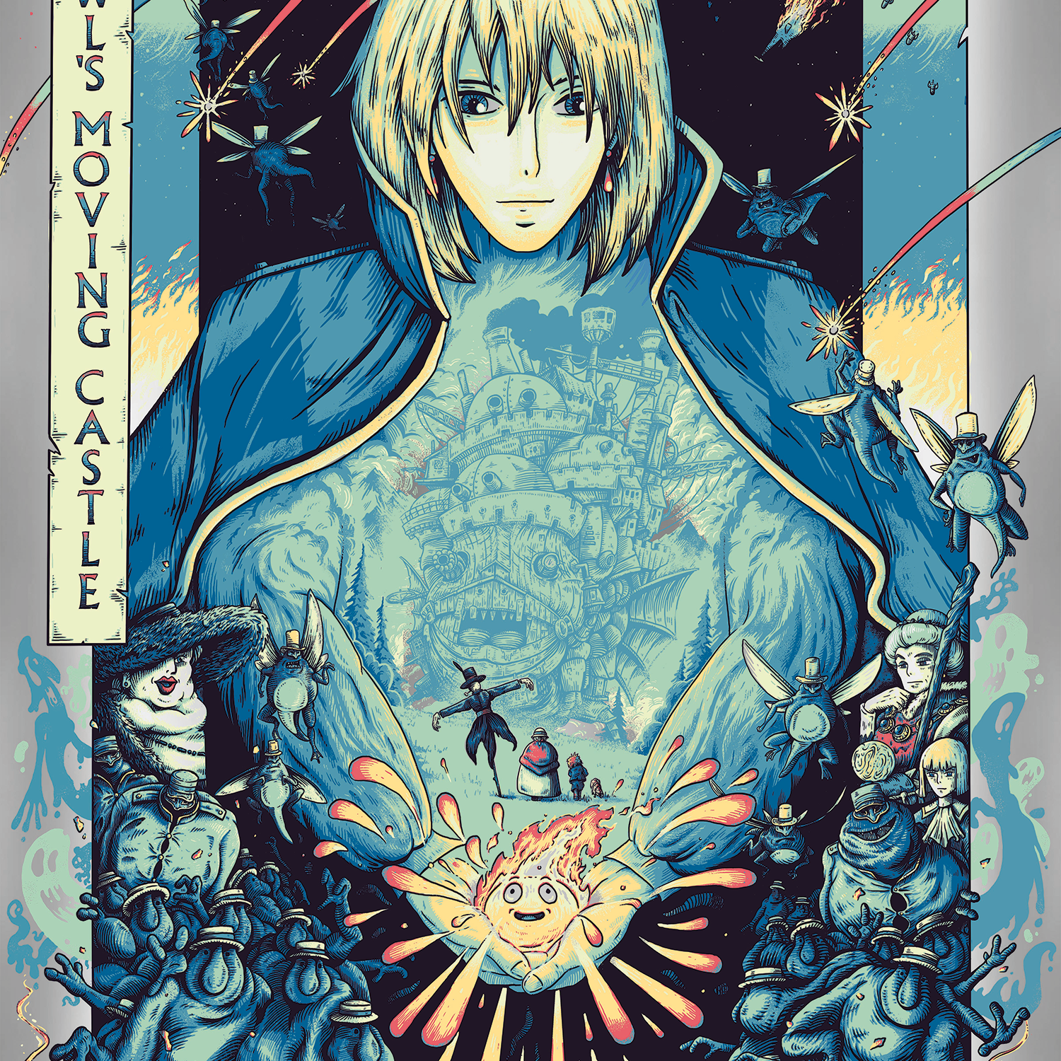 Alex Hovey "Howl's Moving Castle" Silver Foil Edition