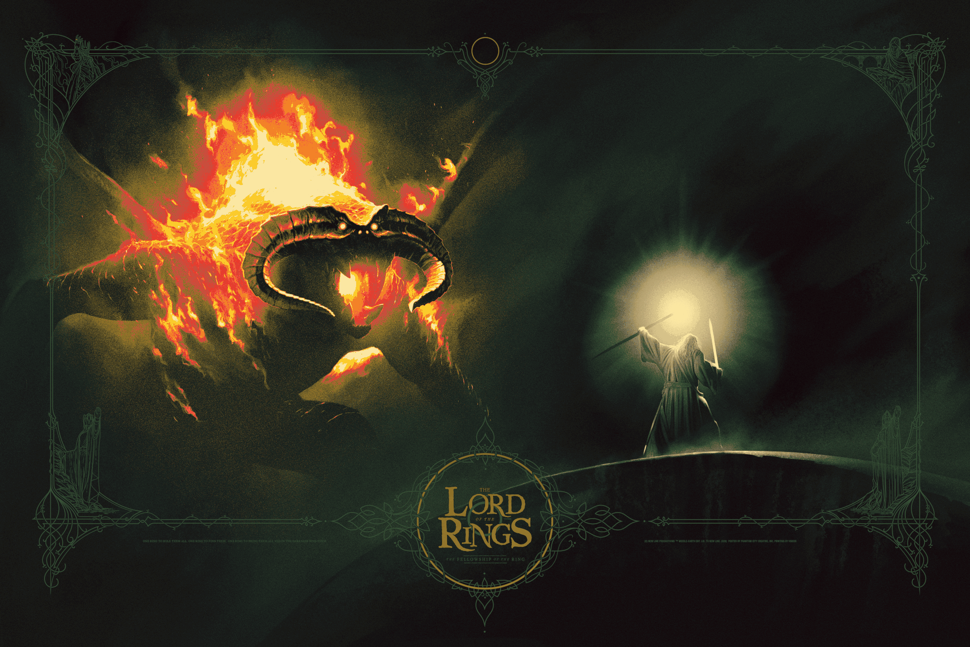 Phantom City Creative "The Lord of the Rings: The Fellowship of the Ring" Gold Aluminum Print