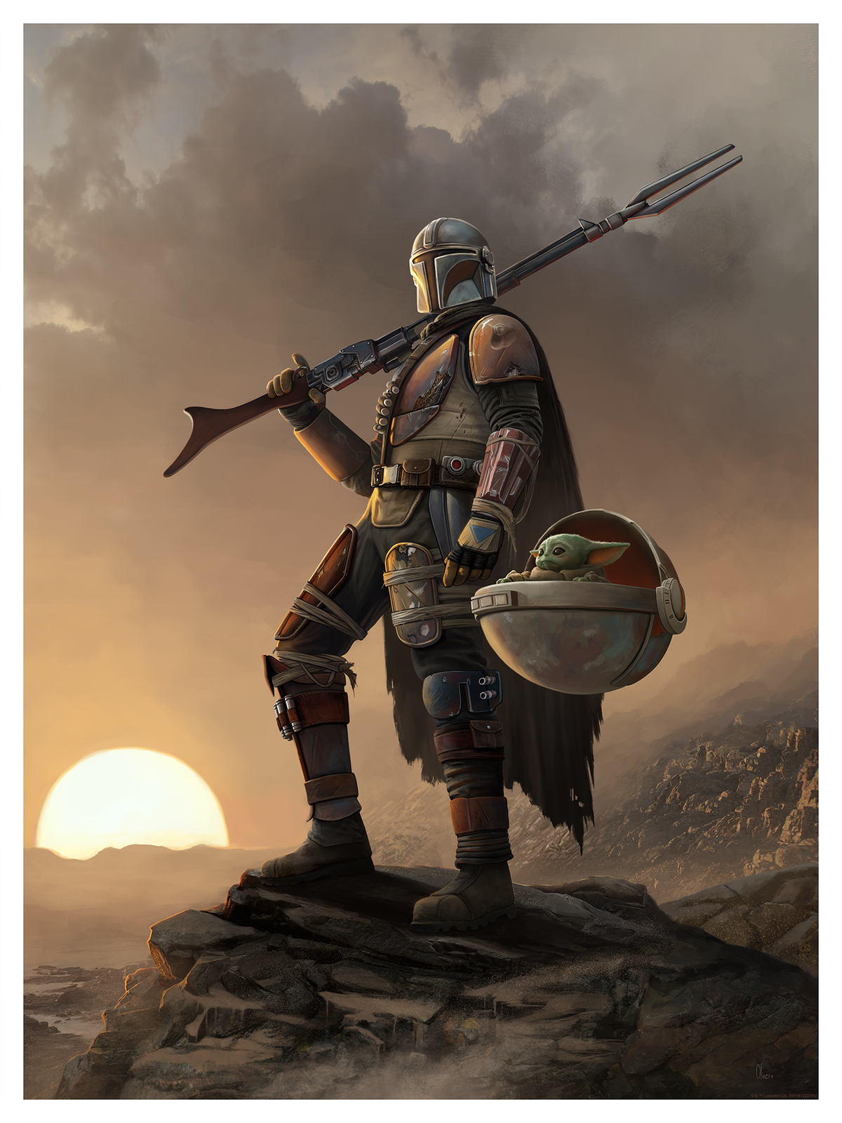 Pablo Olivera "The Way of the Protector (The Mandalorian & Grogu)" Art Print