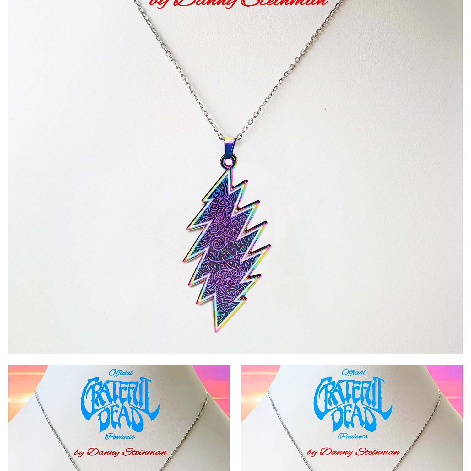 Danny Steinman "Grateful Dead 13-Point Bolt" 3-Pendant Bundle