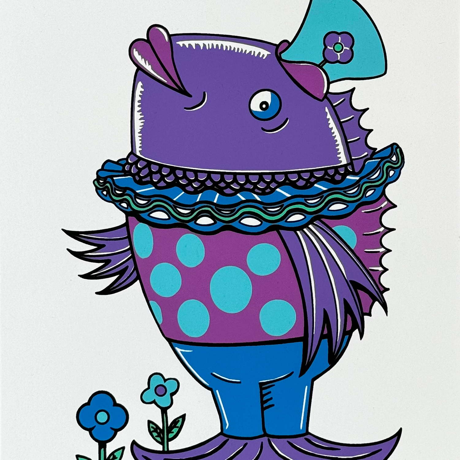 Jim Pollock "Clown Fish" Purple - Screen Print