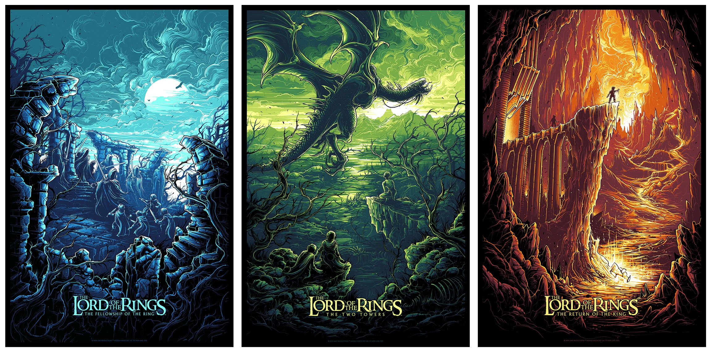 Dan Mumford "LOTR: Trilogy" Acrylic Panel Print - SET