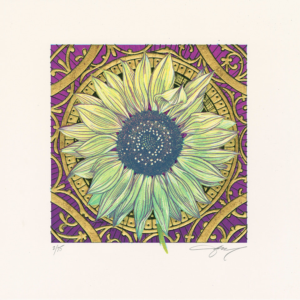 AJ Masthay "Sunflower" Purple Background