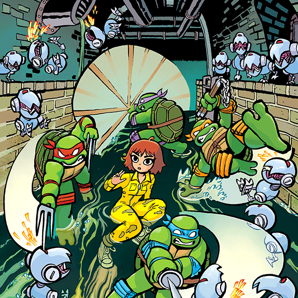 Bryan Lee O'Malley "TMNT #2" Color Mask Virgin Variant - 3D Lenticular