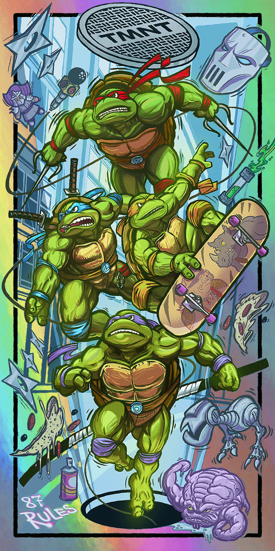 Hernan Carracedo "Cowabunga!" Rainbow Foil Variant