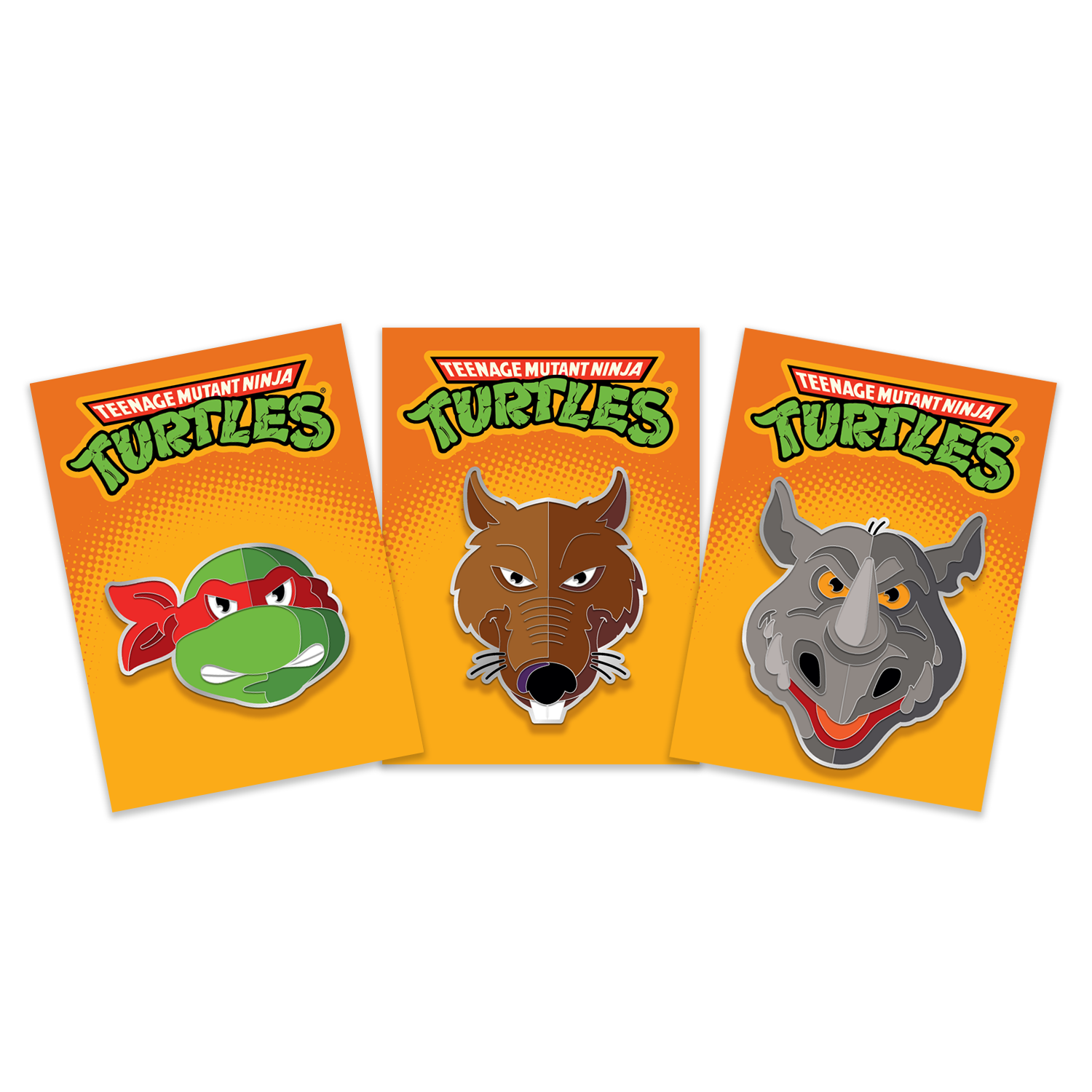 Tom Whalen "TMNT: Splinter, Rocksteady & Raphael" Enamel Pin SET