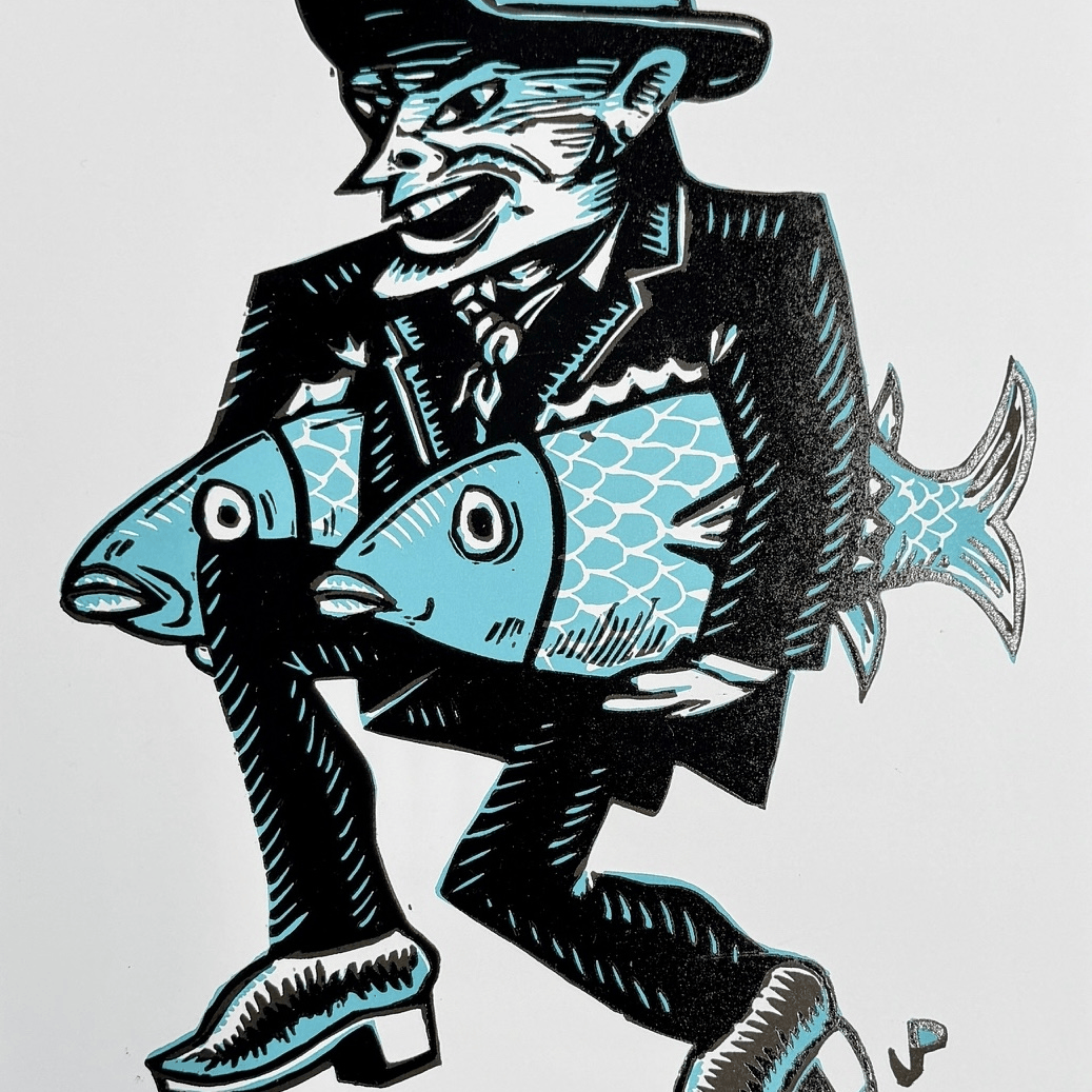 Jim Pollock "Two for the Show" Linocut [LOTTERY ENTRY]