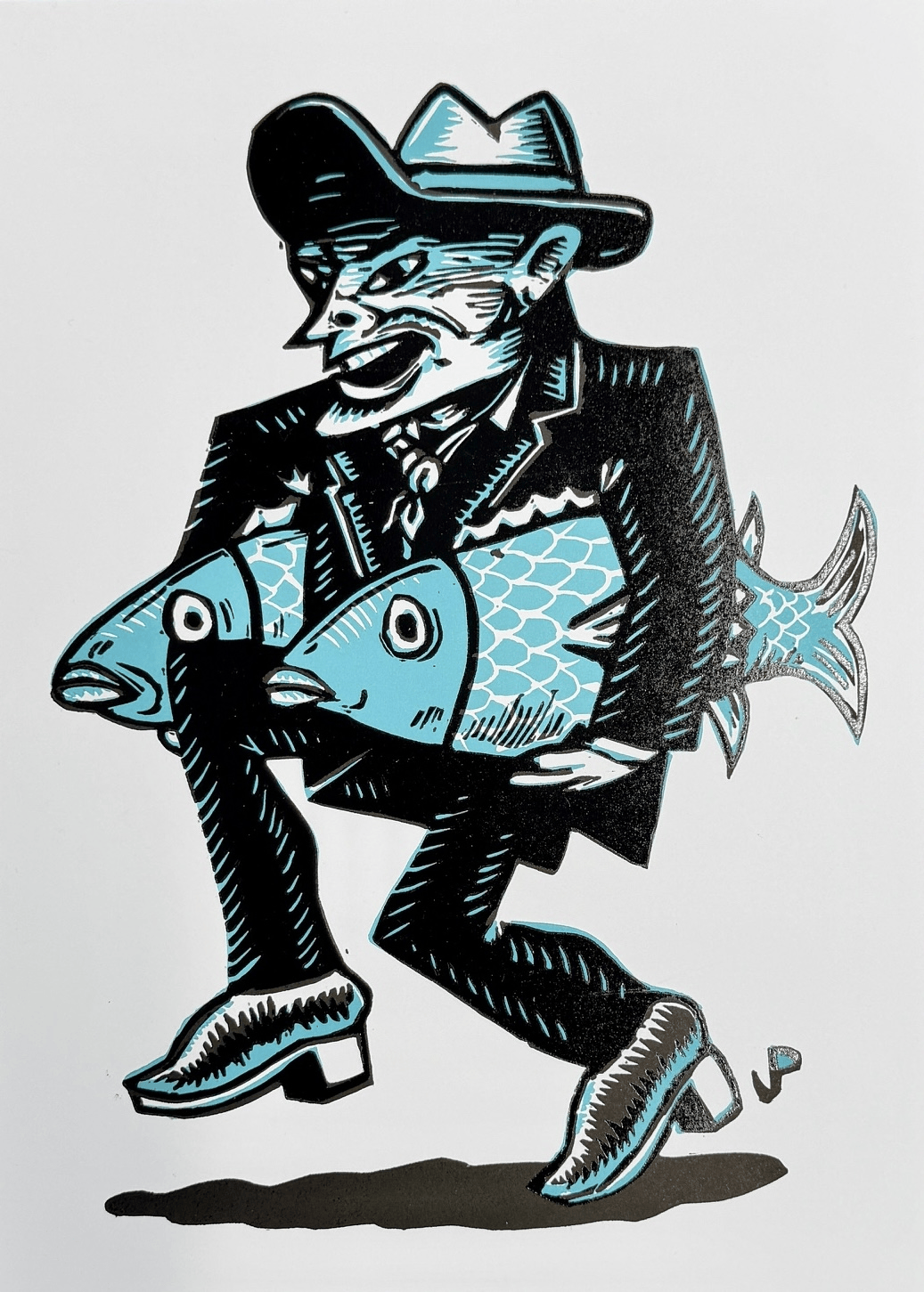 Jim Pollock "Two for the Show" Linocut [LOTTERY ENTRY]