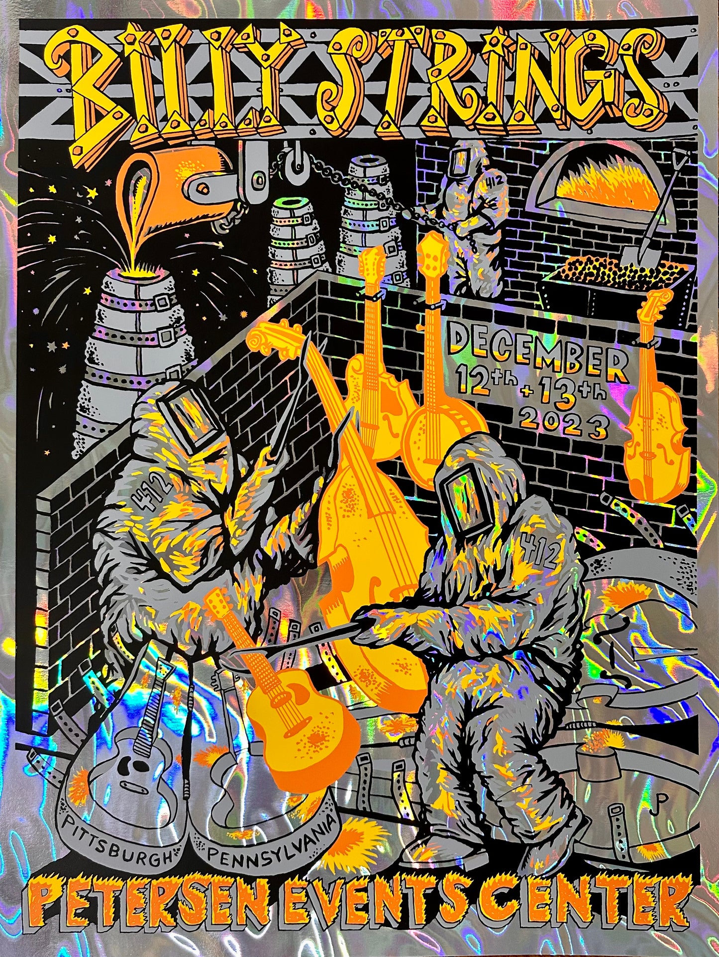 Jim Pollock "Billy Strings - Pittsburgh, PA" Yellow Foil - AE