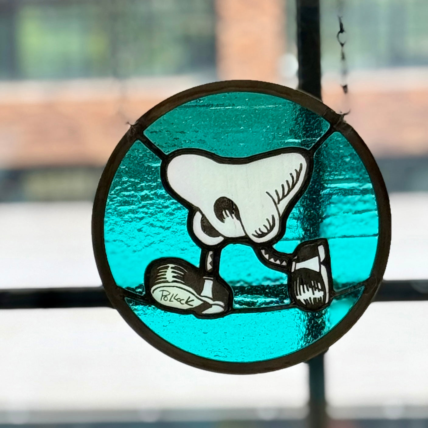 Jim Pollock x Isaac's Glass "Walking Nose" Teal Stained Glass Edition