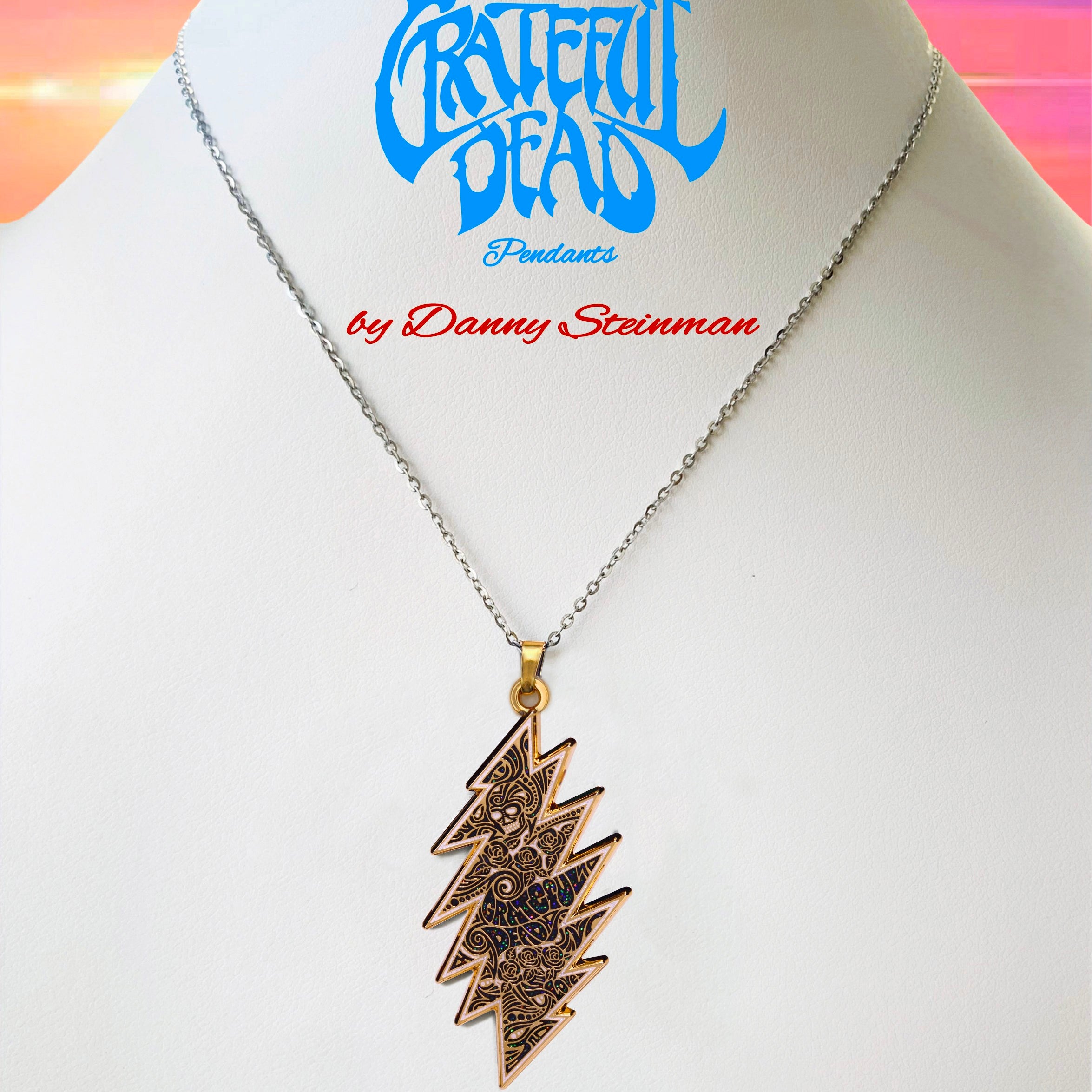 Danny Steinman "Grateful Dead 13-Point Bolt Enamel Pendant" Gold Deep Space