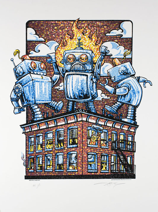 AJ Masthay "Rooftop Getdown" Watercolor