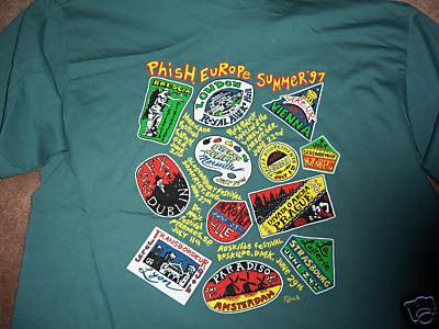 Jim Pollock "Phish OG Partial Marker Sketch Of Europe Travel Sticker T-shirt back"