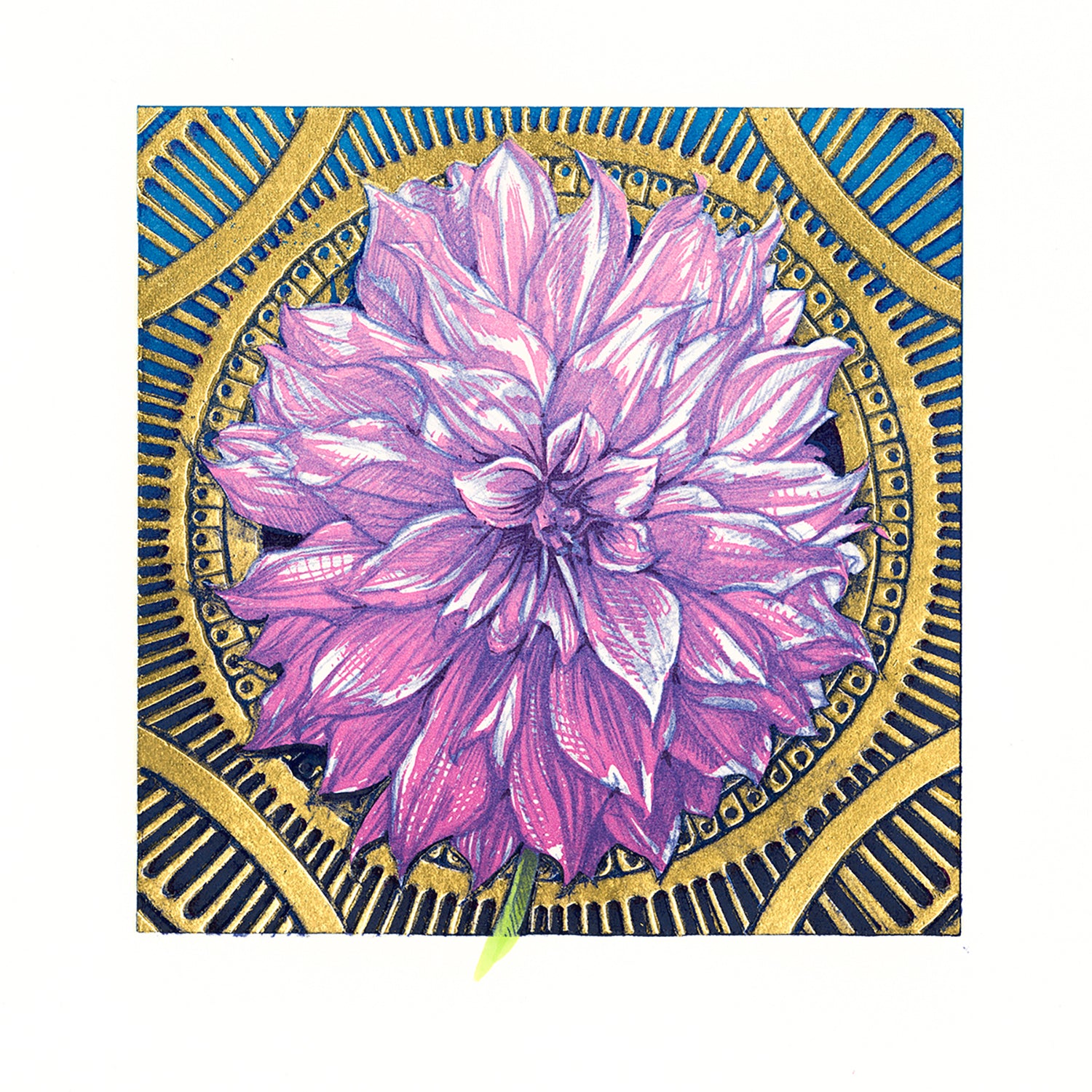 AJ Masthay "Dahlia" Blue Background